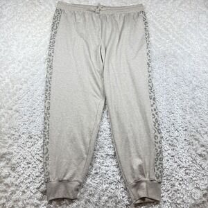 Splendid Pants Women XL Gray Leopard Trim Joggers Lounge Activewear Comfort Lux